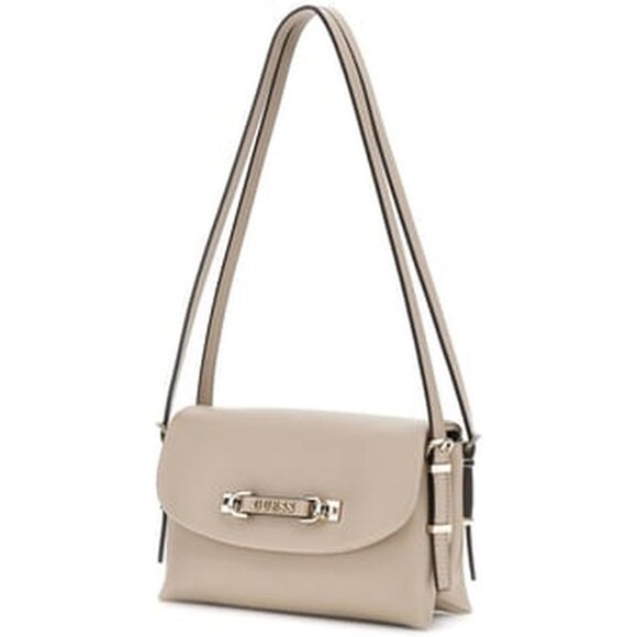 Lefia Pebble PU Flap Shoulder Bag Womens Simply Taupe Smooth Faux-Leather - Picture 3 of 6